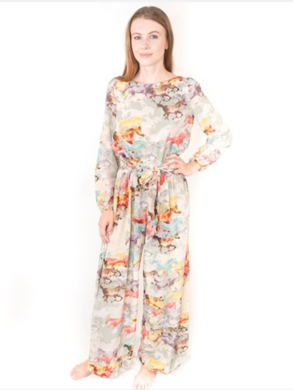 AINSLEY Mustang Horses Watercolor Jumpsuit